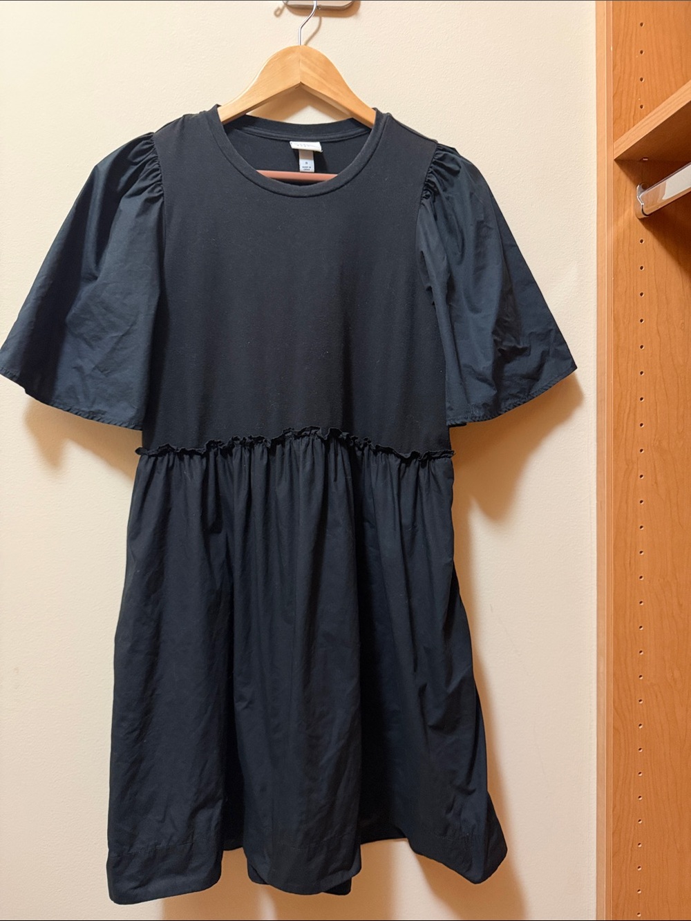 a new day Black Puff-Sleeve Casual Dress